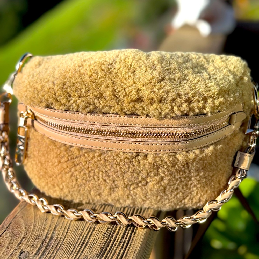 MK faux fur crossbody